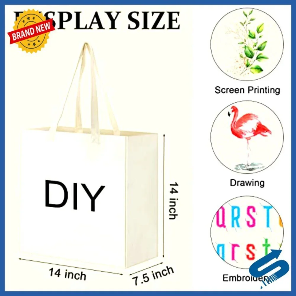 Large Canvas Tote Bags Reusable Grocery Shopping Bulk Pack Eco Friendly